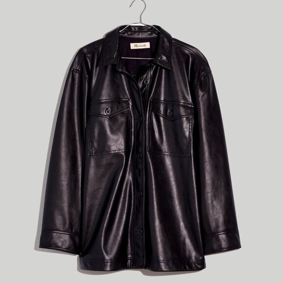 Madewell Faux Leather Oversized Shirt-Jacket - Picture 4 of 7